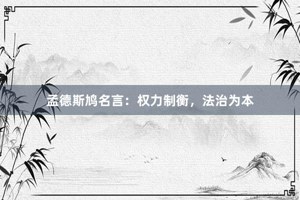 孟德斯鸠名言：权力制衡，法治为本